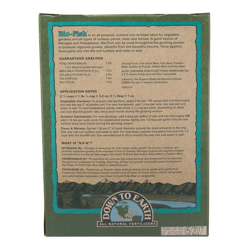 Grow Organic Bio-Fish All Purpose Fertilizer 7-7-2 in 5 lb bag, versatile fertilizer for healthy plant growth