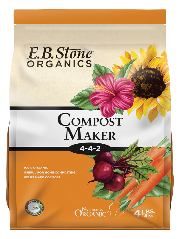 Grow Organic Compost Maker 4-4-2 fertilizer box, 4 lb, natural fertilizer for enriching soil and promoting healthy plant growth.