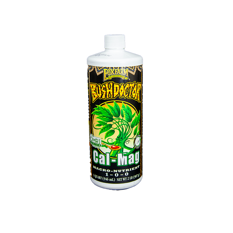 FoxFarm Cal-Mag fertilizer bottle, Grow Organic brand, 1 quart size, with label showing product name and logo.