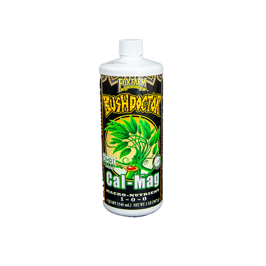 FoxFarm Cal-Mag fertilizer bottle, Grow Organic brand, 1 quart size, with label showing product name and logo.