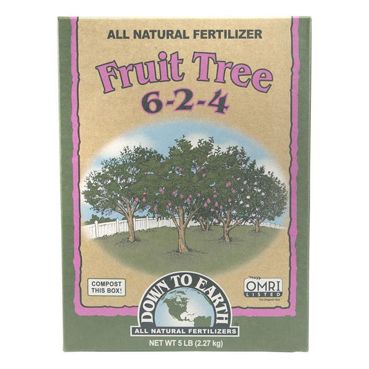Grow Organic fruit tree fertilizer 6-2-4 in a 5 lb box, natural fertilizer for healthy fruit trees and garden growth