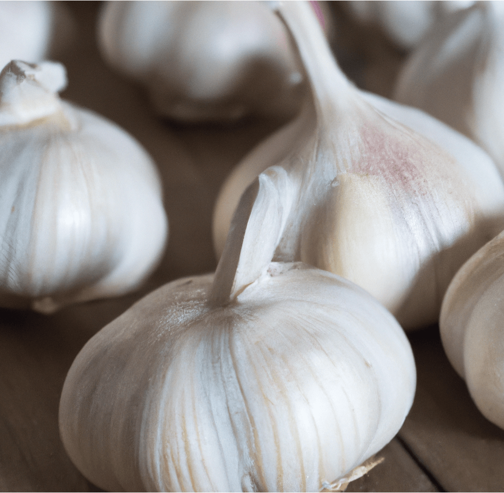 Organic Elephant Garlic bulb from Grow Organic, large garlic with thick cloves and textured skin on a white background.
