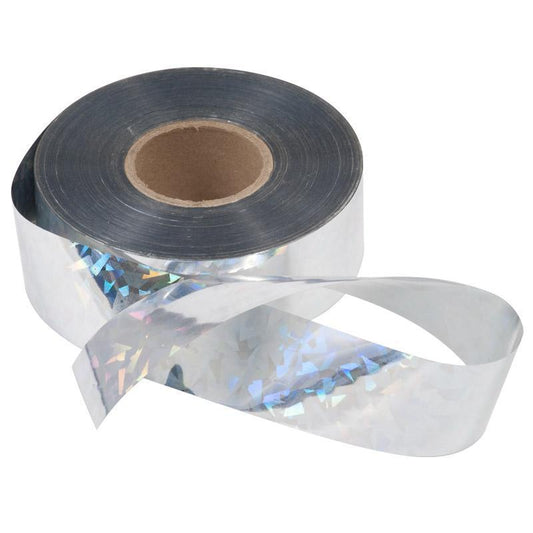 Rainbow Bird Scare Tape by Grow Organic, 500-foot roll, used for pest control to deter birds with colorful reflective tape.