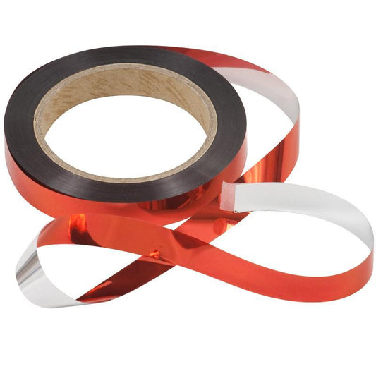 Red and silver bird scare tape by Grow Organic, 290-foot roll for pest control to deter birds from gardens and crops.