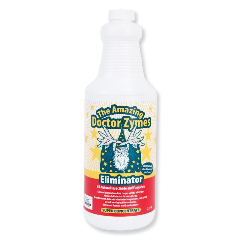 Grow Organic Doctor Zymes insecticide and fungicide concentrate in a quart container for pest and disease control in gardens.