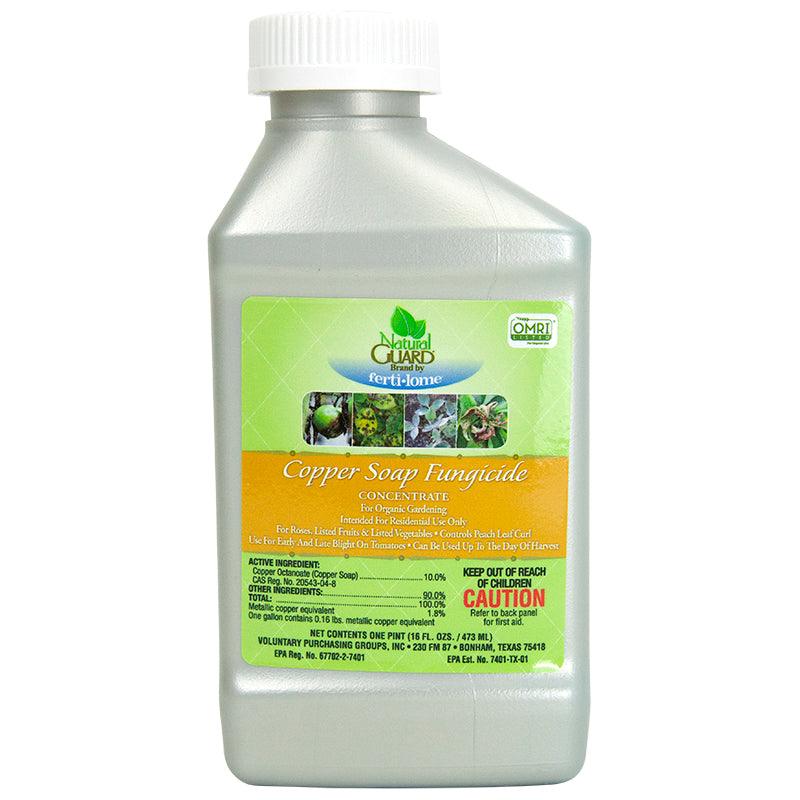 Grow Organic Fertilome Copper Soap Liquid Fungicide Concentrate in a pint container, used for pest control on plants.