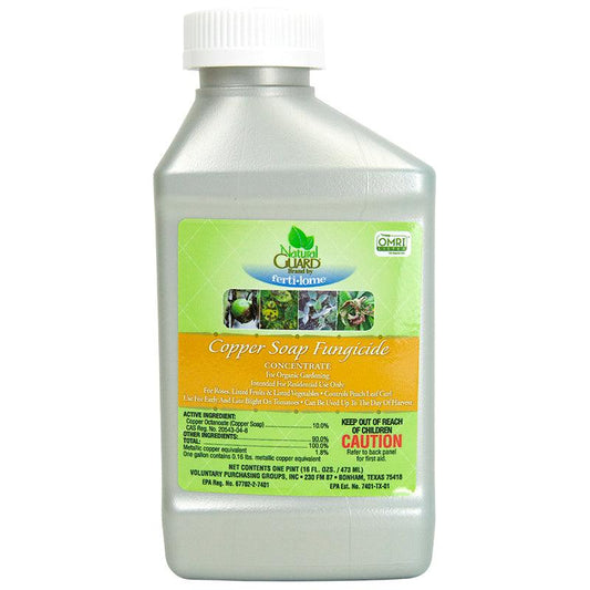 Grow Organic Fertilome Copper Soap Liquid Fungicide Concentrate in a pint container, used for pest control on plants.