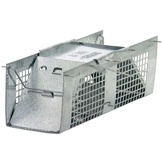 Grow Organic Havahart Trap Model 0 for mice, rats, voles, and shrews, measuring 10x3x3 inches, for pest control.