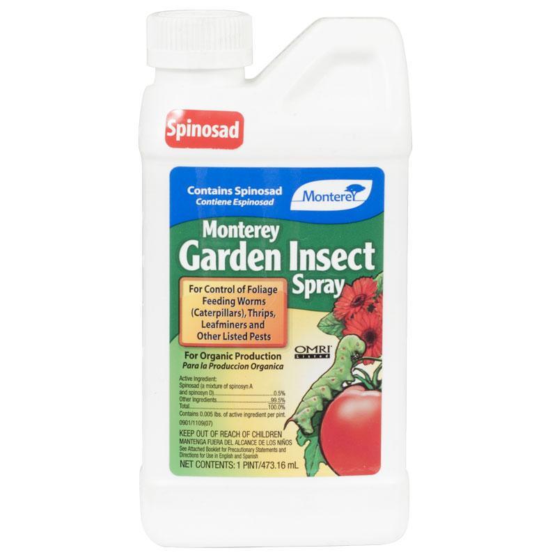 Grow Organic Monterey Garden Spray Concentrate with Spinosad for pest control, shown in a pint bottle.
