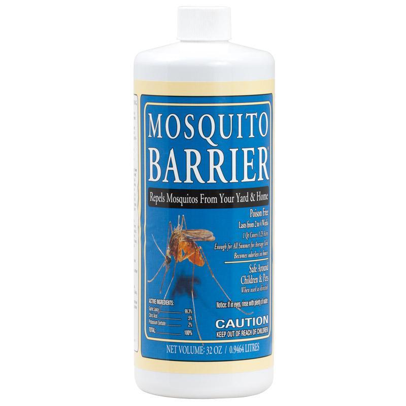 Grow Organic Mosquito Barrier pest control spray in 32 oz bottle, natural solution for mosquito prevention and outdoor pest management.