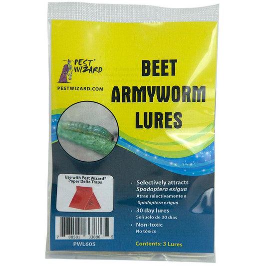 Grow Organic Pest Wizard Beet Armyworm Lure 3-pack for pest control, showing the lure containers used for targeting beet armyworms.