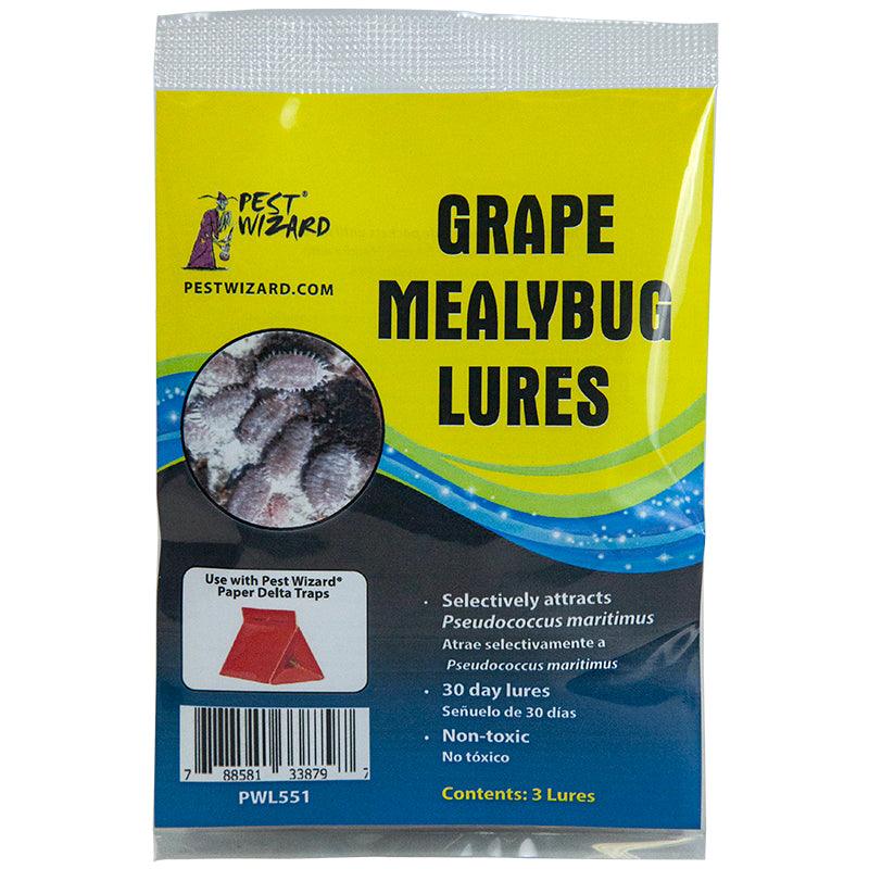 Grow Organic Pest Wizard Grape Mealybug Lure 3-pack for pest control, showing the lures used for grapevine pest management.