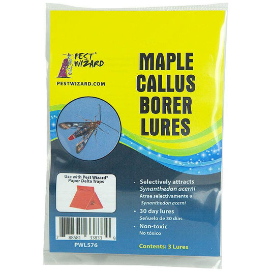 Grow Organic Pest Wizard Maple Callus Borer Moth Lure 3-pack for effective pest control in organic gardening.