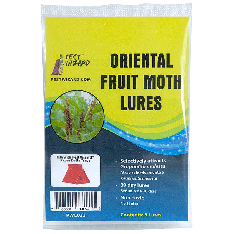 Grow Organic Pest Wizard Oriental Fruit Moth Lure 3-pack for effective pest control in orchards and fruit gardens.