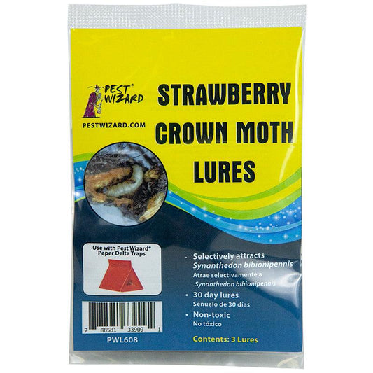 Grow Organic Pest Wizard Strawberry Crown Moth Lure 3-pack for effective pest control on strawberries.