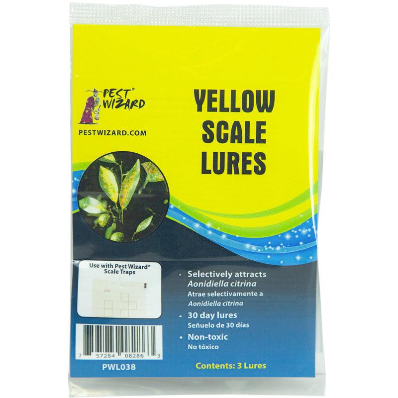 Grow Organic Pest Wizard Yellow Scale Lure 3-pack for pest control, featuring bright yellow traps designed to attract scale insects.