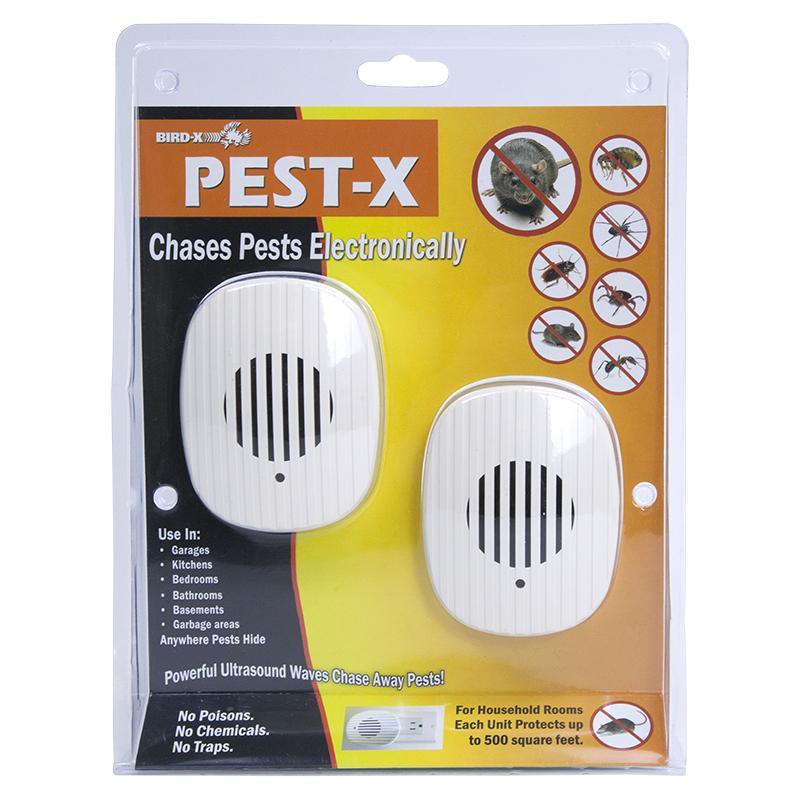 Grow Organic Pest-X Electronic Pest Chaser pair for pest control, showing device with vents and control buttons.
