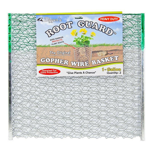 Grow Organic Root Guard Gopher Basket, 1-gallon pest control baskets, pack of 2, designed to protect plant roots from gophers.