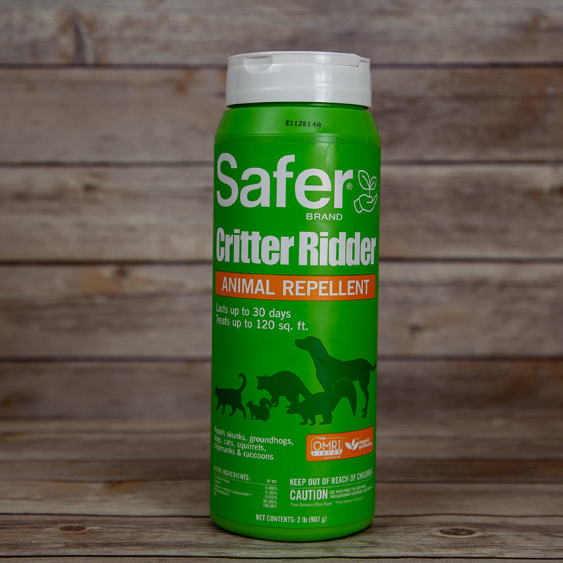 Grow Organic Safer Critter Ridder animal repellent granular 2 lb package for pest control, designed to deter garden pests naturally.