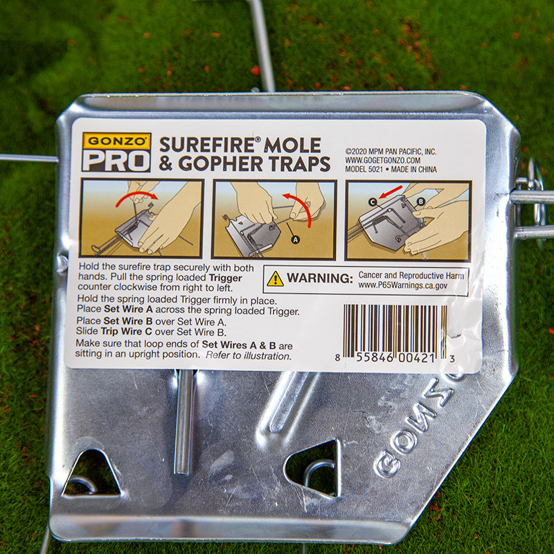 Grow Organic SureFire Gopher Trap for pest control, showing the trap device designed to catch gophers effectively.