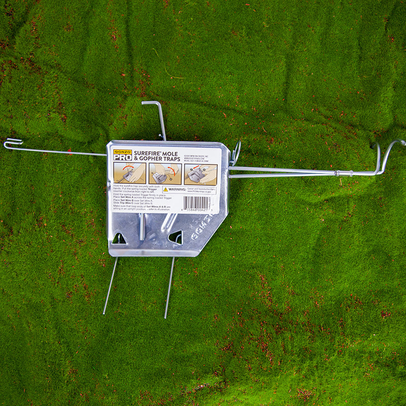 SureFire Gopher Trap for pest control by Grow Organic, showing the trap setup ready for gopher removal.