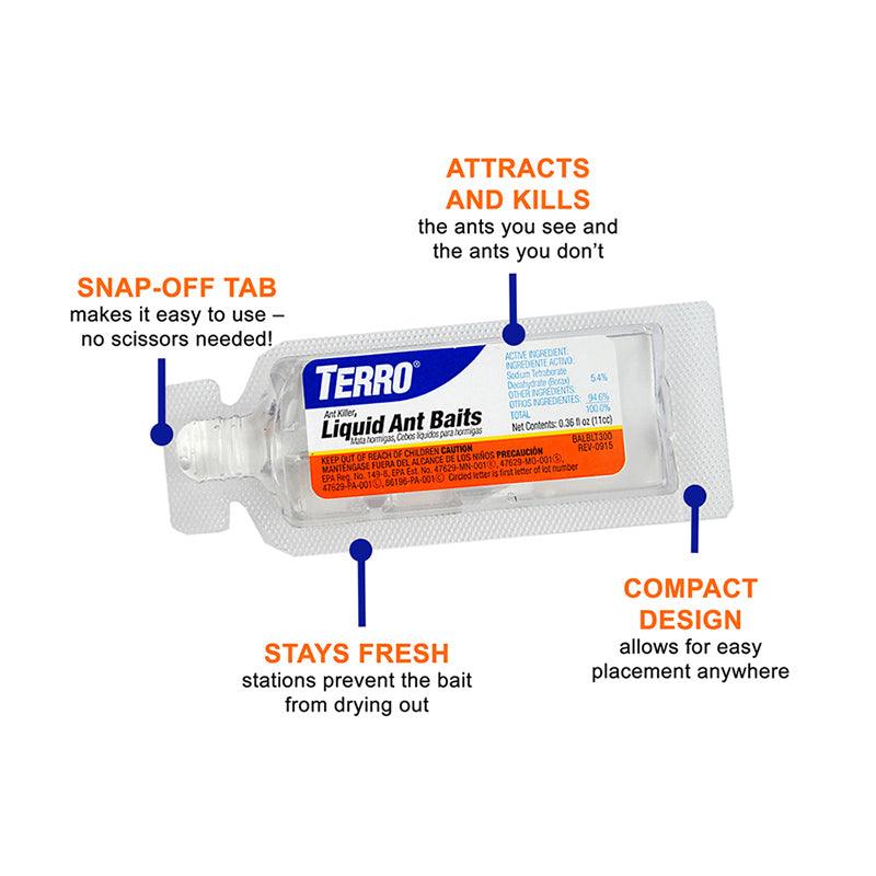 Grow Organic Terro Ant Bait Stations 6-pack for pest control, featuring bait stations designed to attract and eliminate ants.
