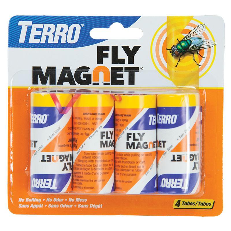 Grow Organic Terro Fly Strips pest control package of 4 with adhesive strips for catching flies and insects indoors.