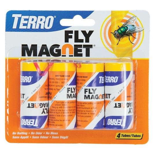 Grow Organic Terro Fly Strips pest control package of 4 with adhesive strips for catching flies and insects indoors.
