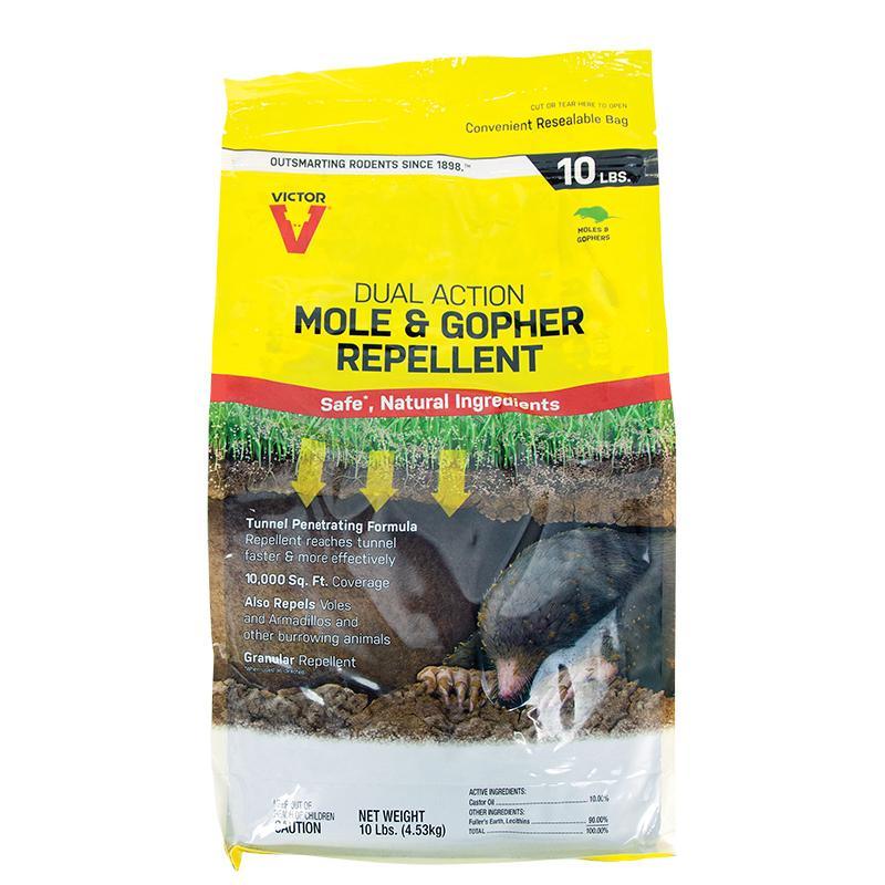 Grow Organic Victor Mole and Gopher Repellent Granular, 10 lb pest control product for underground rodent protection.