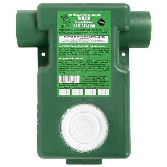 Grow Organic Wilco mouse and rat bait station for pest control, shown in a close-up of the durable plastic trap.