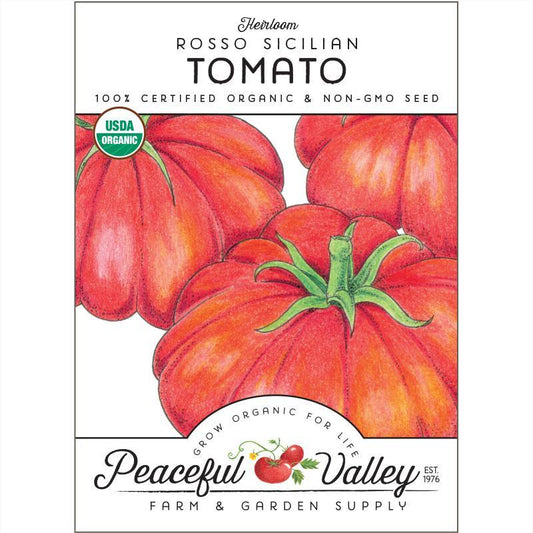 Organic Paste Rosso Sicilian tomato seeds from Grow Organic, small seeds for growing flavorful vegetable plants.