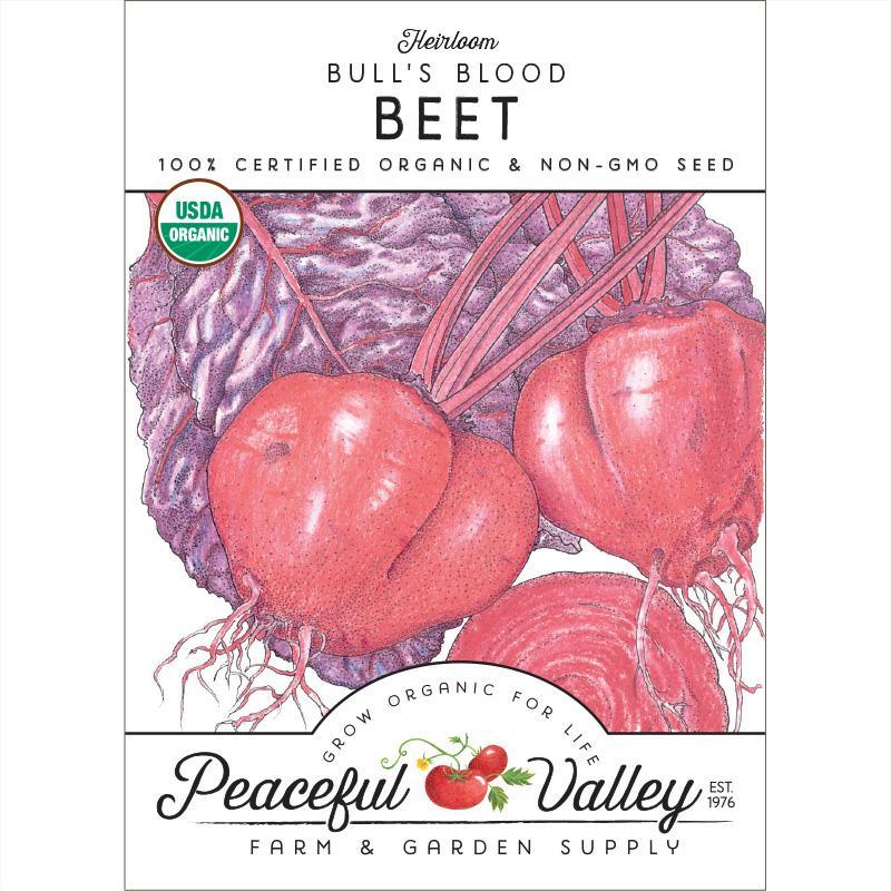 Organic Bull's Blood Beet Seeds by Grow Organic, vegetable seed pack featuring vibrant red beet seeds for planting.