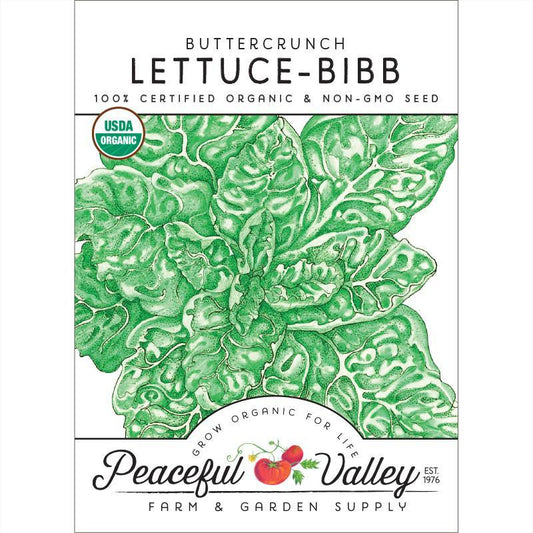 Organic Buttercrunch Lettuce Seeds from Grow Organic, packaged vegetable seeds for growing fresh, crisp lettuce at home.