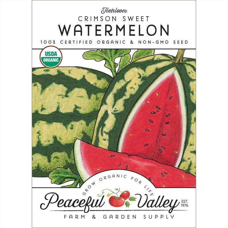Organic Crimson Sweet Watermelon Seeds from Grow Organic, vegetable seeds for growing sweet, juicy watermelons.
