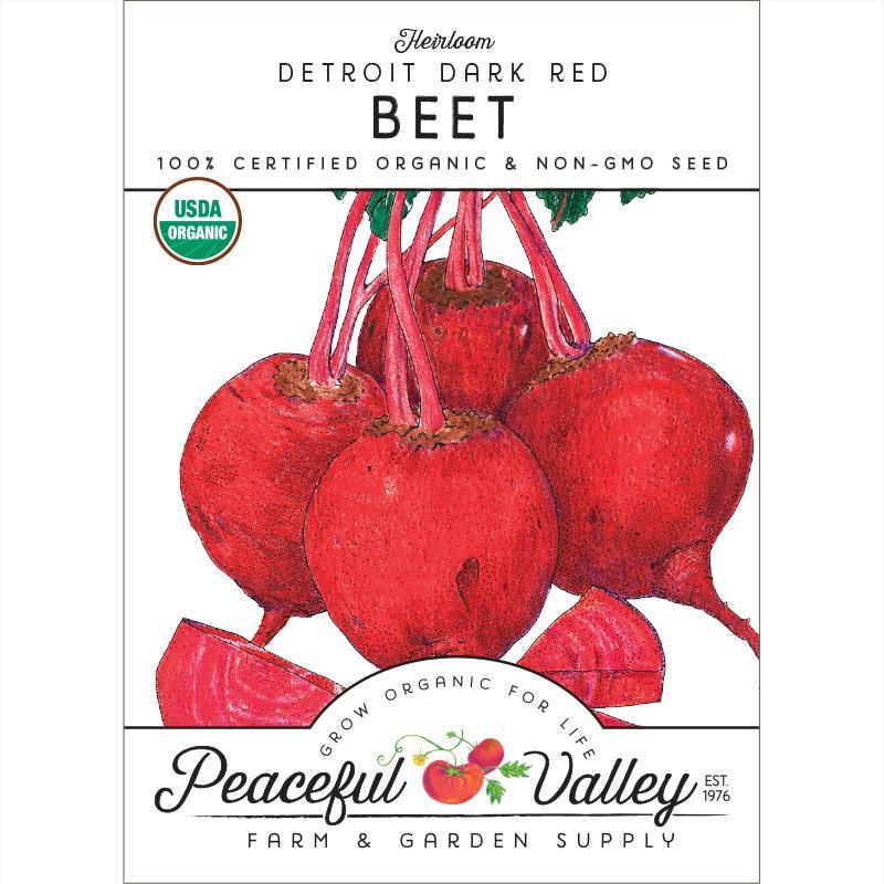Organic Detroit Dark Red Beet seeds from Grow Organic, packaged for planting, ideal for home vegetable gardening.