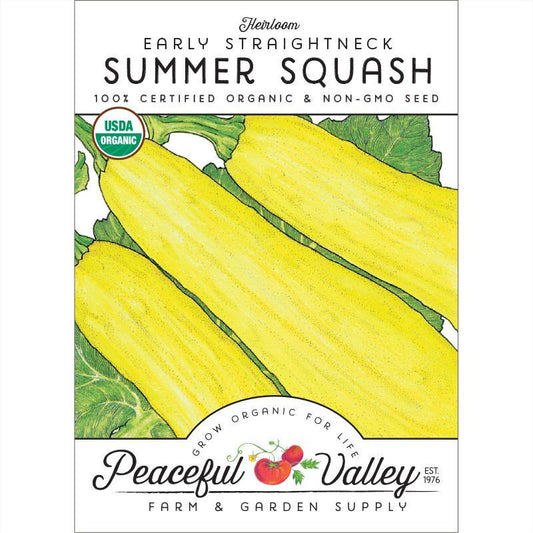 Organic Early Straightneck Summer Squash Seeds by Grow Organic, fresh vegetable seeds in a pack, ideal for summer gardening.