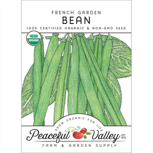 Organic French Garden Bean Seeds package from Grow Organic, showcasing vibrant bean seed collection for vegetable gardening.