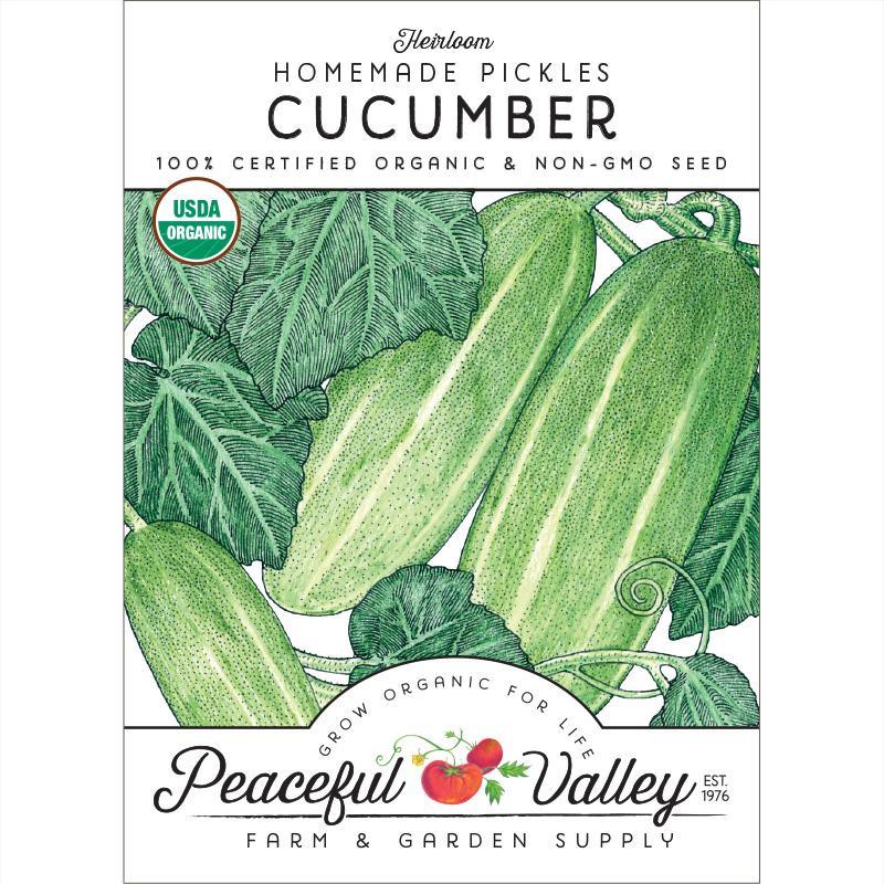 Organic homemade pickle cucumber seeds from Grow Organic, vegetable seeds for growing fresh cucumbers at home.