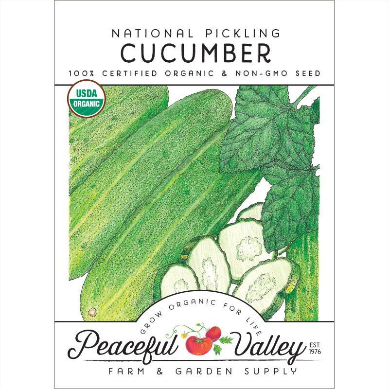 Organic National Pickling Cucumber Seeds from Grow Organic, packaged vegetable seeds for home gardening.