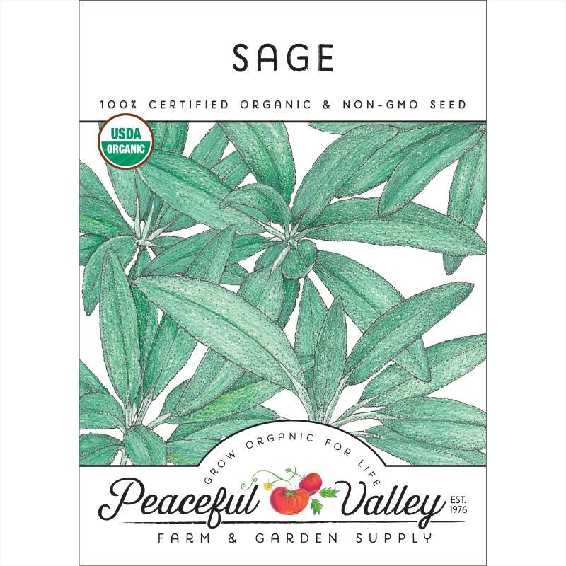 Organic Sage Seeds from Grow Organic, vegetable seed pack showing fresh sage seed packets for planting.