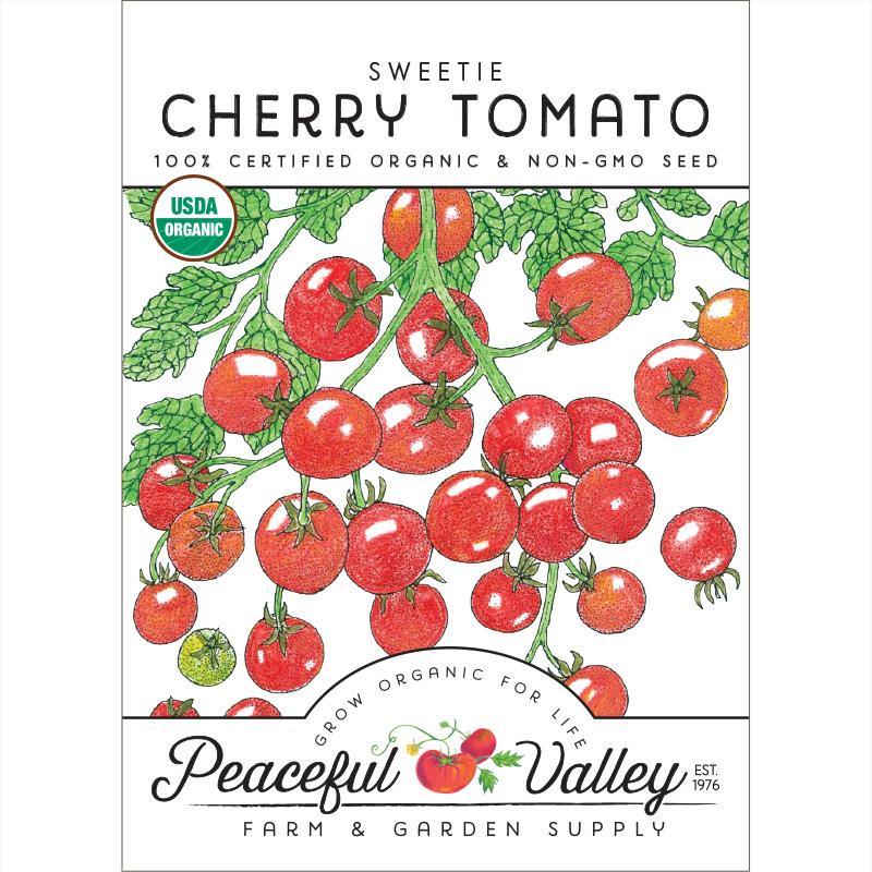 Organic Sweetie Tomato Seeds from Grow Organic, packaged vegetable seeds for growing sweet, flavorful tomatoes at home.