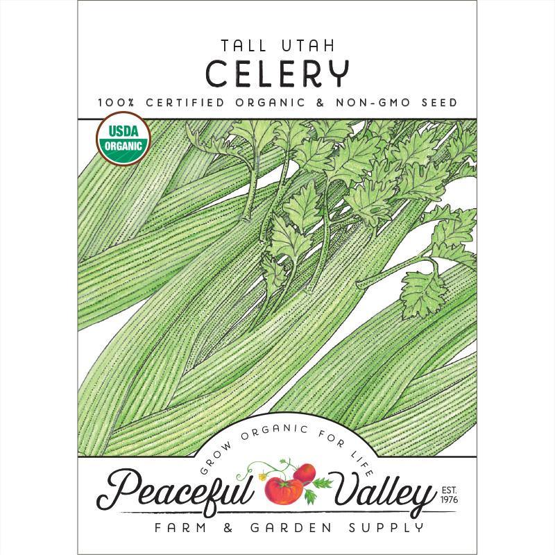 Organic Tall Utah Celery Seeds by Grow Organic in a pack, ideal for growing fresh celery vegetables at home.