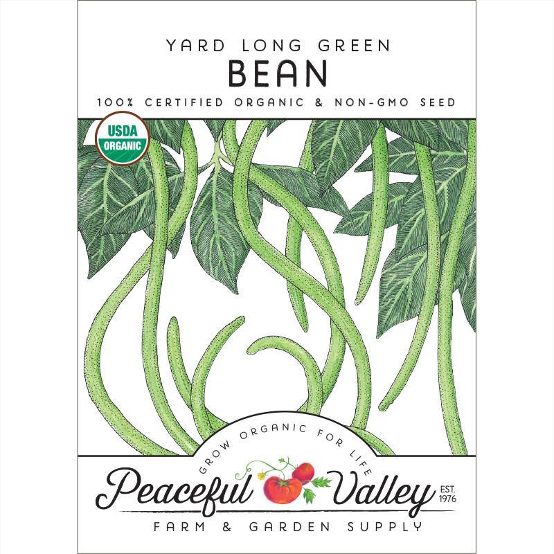 Organic Yard Long Pole Bean Seeds from Grow Organic, packed vegetable seeds for home gardening and healthy crop growth.