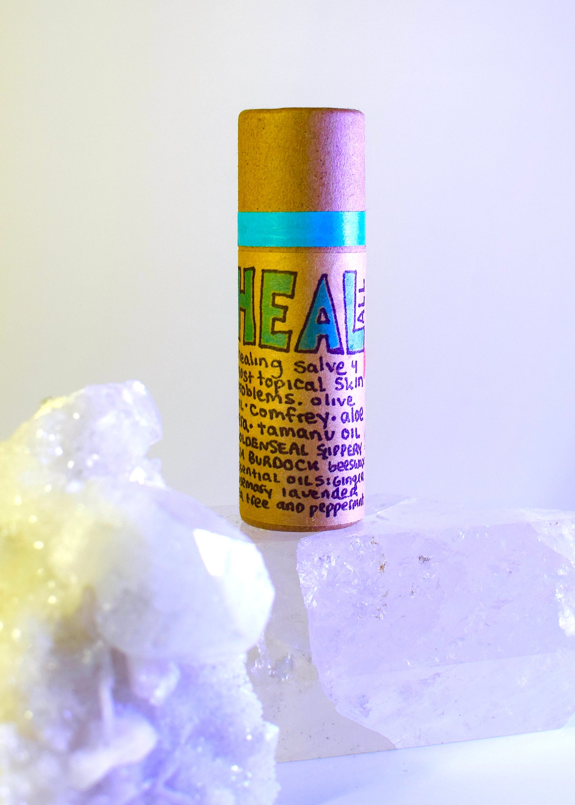 Plant Makeup Heal All Balm in a jar, featuring natural herbal ingredients for soothing skin relief.