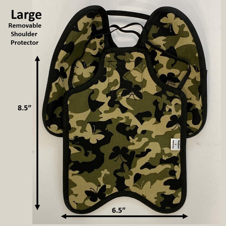 Crazy K Farm Hen Saver chicken apron with shoulder protectors, designed to shield hens from pecking and feather damage.