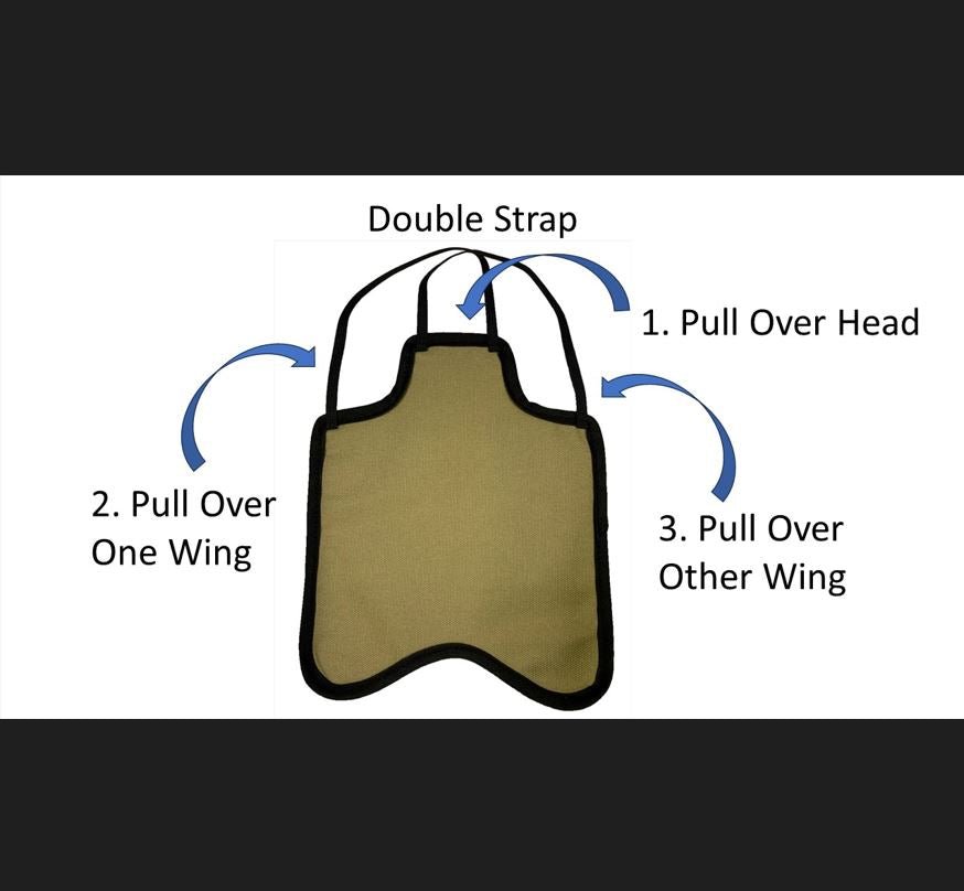 Ultra-light Chicken Saddle for Hens by Crazy K Farm Pet and Poultry, made in USA, with breathable mesh fabric and adjustable straps.