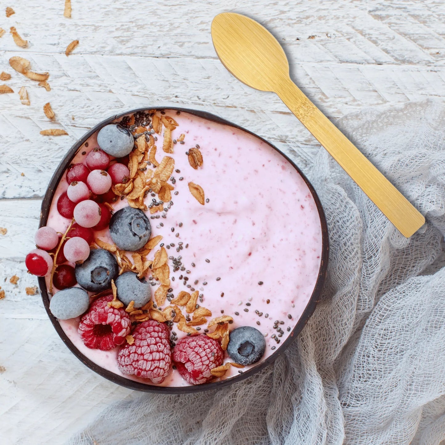 Six 6.7-inch disposable bamboo spoons from Holy City Straw Company, eco-friendly cutlery for serving and dining.