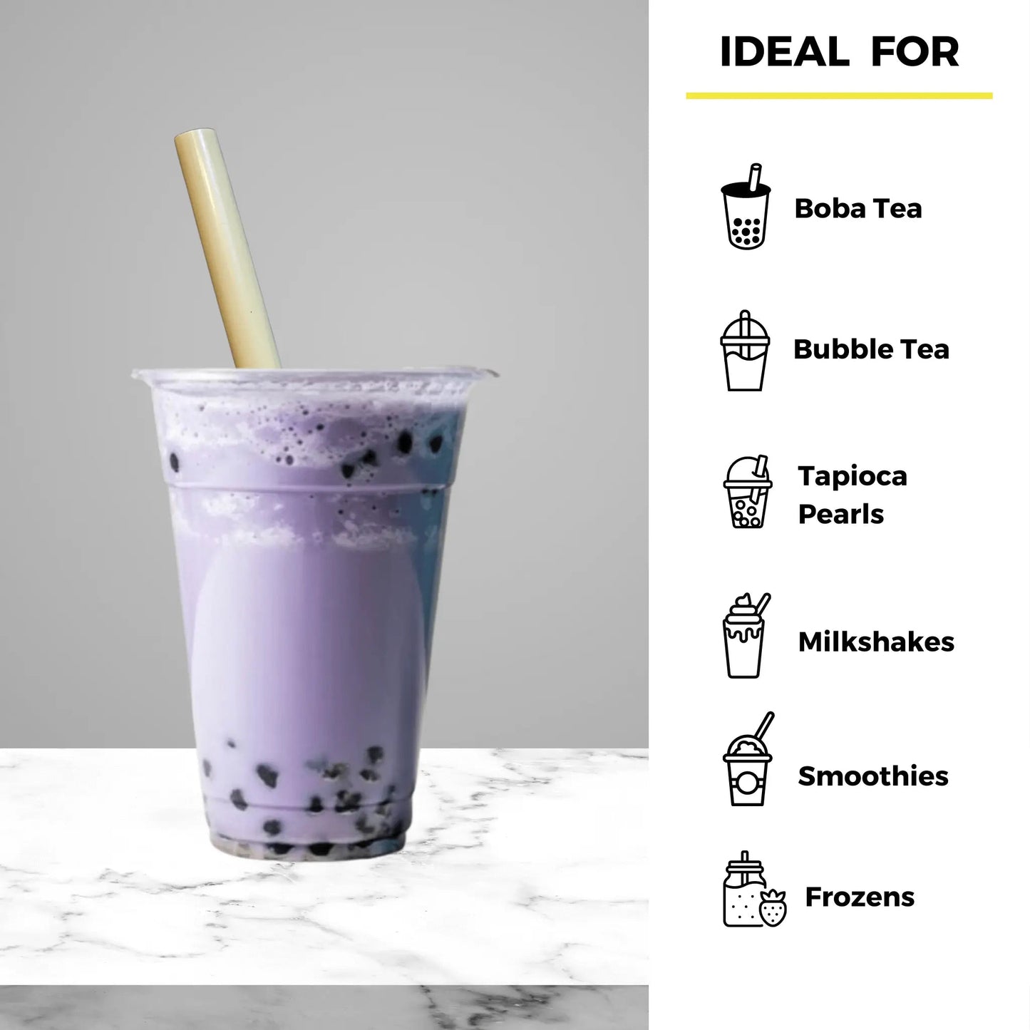7.9-inch wrapped Boba Reed straws from Holy City Straw Company, perfect for bubble tea and beverages.