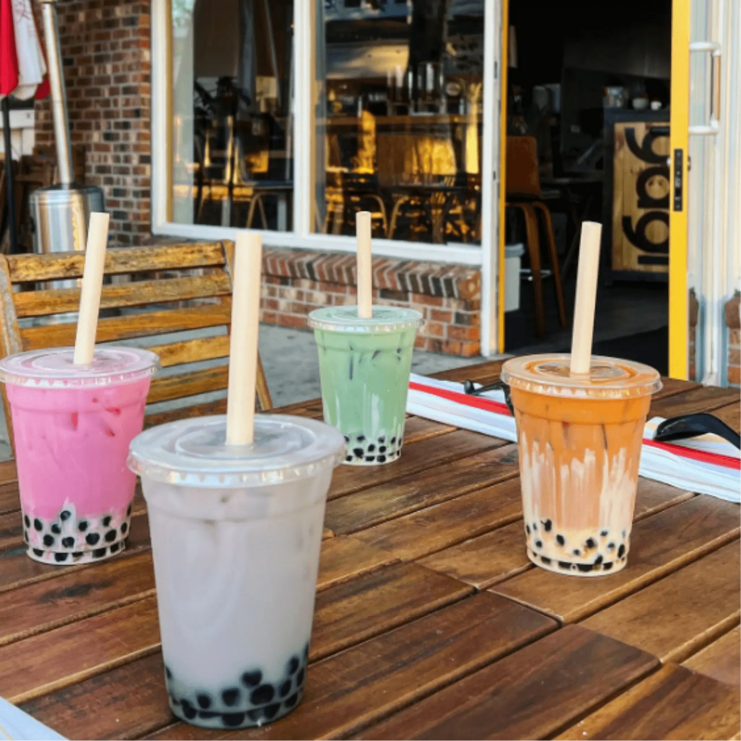 Holy City Straw Company 7.9-inch wrapped boba reed drinking straws, eco-friendly and suitable for bubble tea.