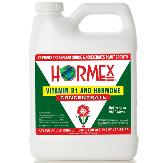HORMEX Rooting Hormone Concentrate with B1 for plant root growth, suitable for hydroponics, houseplants, gardens, trees, fruits, and vegetables.